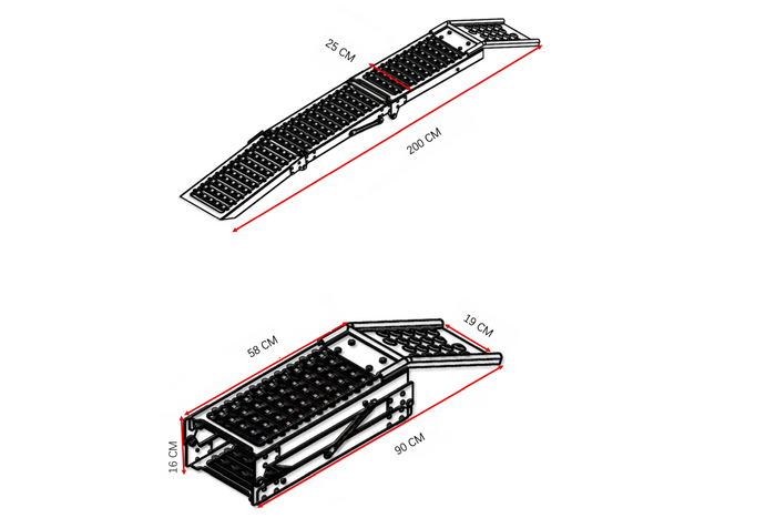 UNITRAILER ALR005 klappbare Auffahrrampe aus Stahl für Anhänger, 200 cm, 250 kg