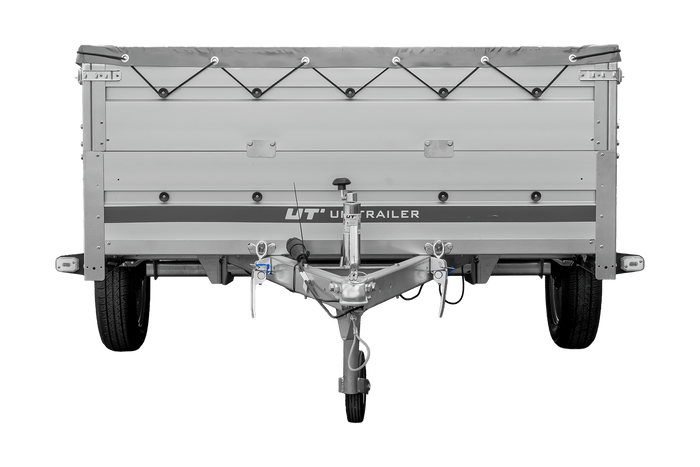 Einachsanhänger mit Aluminiumseitenwänden 264x150 Unitrailer Garden 265 KIPP ALU mit BIS-Seitenwänden, H-0-Rahmen und grauer Plane