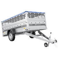 Einachsanhänger 264x125 UNITRAILER FORCE 264 KIPP mit Gitterwänden, H-0-Rahmen und blauer Plane