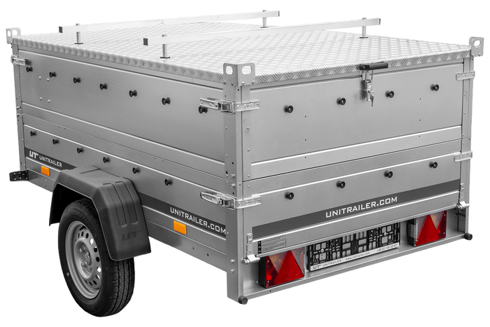Leichter Anhänger 200x125 UNITRAILER GARDEN 201 KIPP mit BIS-Seitenwänden und Aluminiumabdeckung