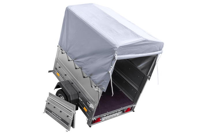 Neuanhänger Kipper ungebremst GARDEN TRAILER 150 KIPP mit zusätzlichen Bordwänden, Stützrad, Hochplane und Hochspriegel