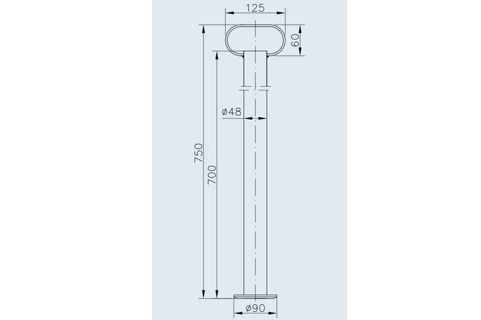 WINTERHOFF RSR48-700 Feste Stütze für 150 kg Pritschenanhänger 48 mm 700 mm
