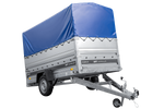 Leichter Anhänger auf Blattfedern 264x125 UNITRAILER FORCE 264/R KIPP mit BIS-Seitenwänden, H-800-Rahmen und blauer Plane