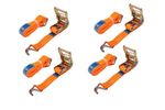 Satz aus vier UNITRAILER 4m/35mm/2t orangefarbenen Transportgurten mit Spannvorrichtung