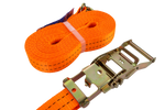 Satz aus vier UNITRAILER 10m/35mm/2t orangefarbenen Transportgurten mit Spannvorrichtung