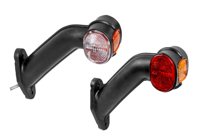 ASPÖCK SUPERPOINT II Positionsleuchten links + rechts an einem Gummiarm mit seitlichem Kabel