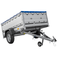 Autotransportanhänger mit Aluminiumwänden 200x125 Unitrailer Garden 201 KIPP ALU mit BIS-Seitenwänden, H-0-Rahmen und blauer Plane