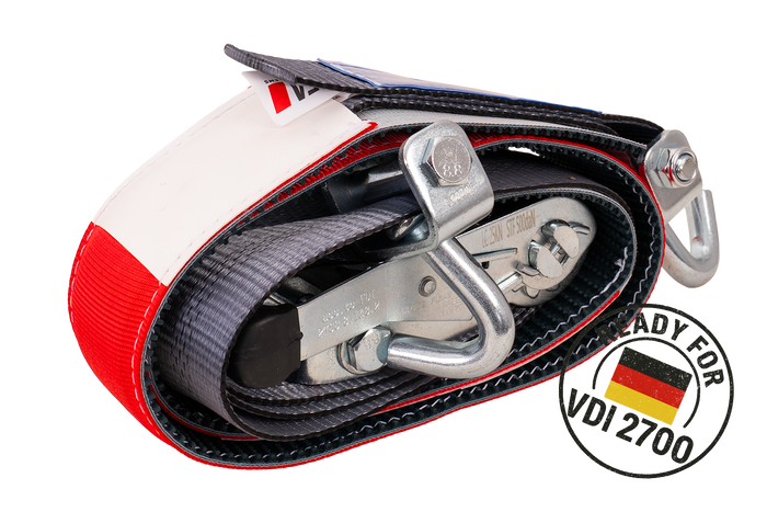 4er Set HEFFA CARLINE 130 Anhänger Transportgurte, Radsicherungsgurte 2,8m/50mm/5t VDI 2700