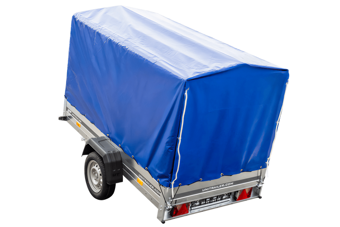 PKW-Anhänger 230x125 UNITRAILER GARDEN 230 KIPP mit blauer Hochplane 110 cm