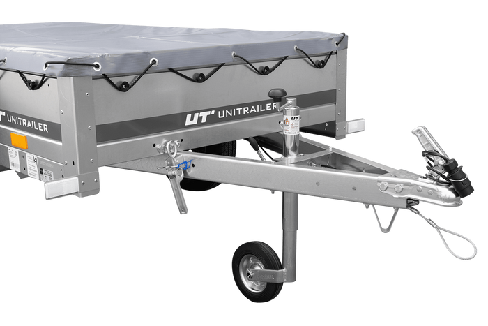 Gartenanhänger 200 Kipp mit Stützrad, H-0-Rahmen und grauer Plane