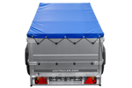 Autotransportanhänger 200x106 UNITRAILER GARDEN 200 KIPP mit BIS-Seitenwänden, H-0-Rahmen und blauer Plane