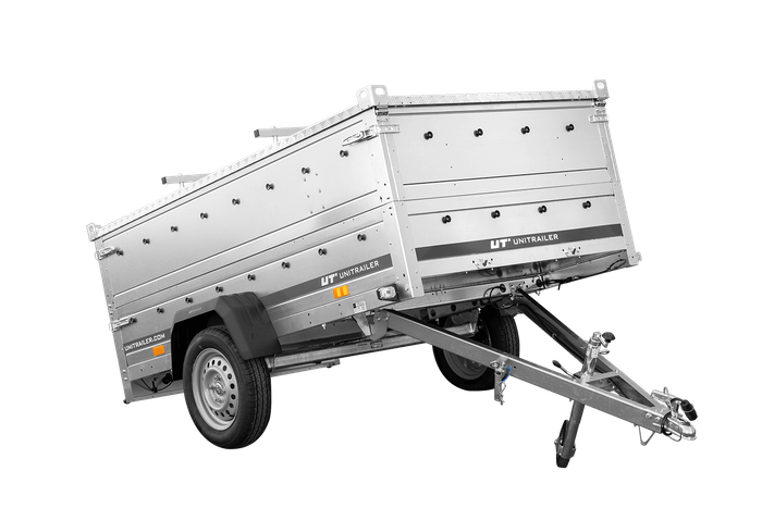 Einachsanhänger 230x125 UNITRAILER GARDEN 230 KIPP mit BIS-Seitenwänden und Aluminiumabdeckung