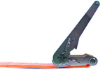 Satz aus vier orangefarbenen UNITRAILER 4m/50mm/5t Transportgurten mit Spannvorrichtung