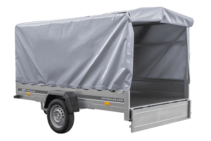 Einachsanhänger 264x150 UNITRAILER GARDEN 265 KIPP mit Rahmen H-1100 und grauer Plane