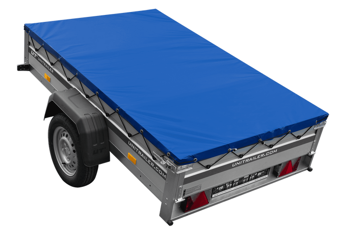 Einachsanhänger mit Aluminiumseitenwänden 200x125 Unitrailer Garden 201 KIPP ALU mit H-0-Rahmen und blauer Plane