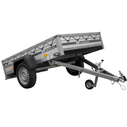 PKW-Anhänger mit Alubordwänden 200x125 Unitrailer Garden 201 KIPP ALU mit H-0-Rahmen und grauer Plane