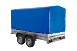 Zweiachsiger Anhänger 264x125 UNITRAILER GARDEN 264/2 KIPP mit H-1100 Rahmen und blauer Plane