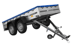 GARDEN TRAILER 264/2 KIPP MIT STÜTZRAD, PLANENTRÄGER UND BLAUER FLACHPLANE