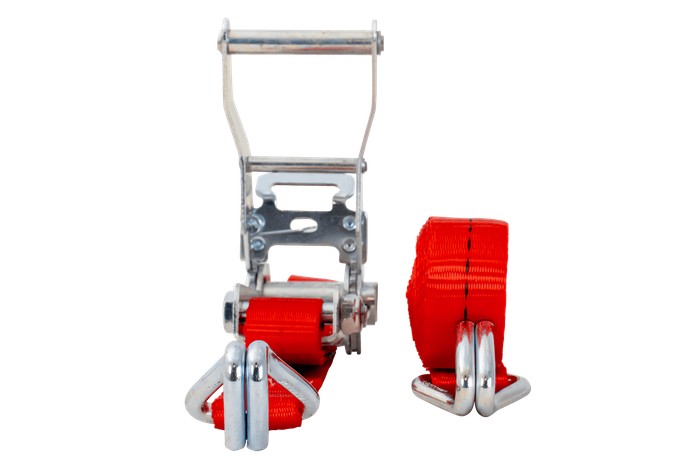 Satz aus vier roten UNITRAILER 3m/25mm/1t Transportgurten mit Spannvorrichtung