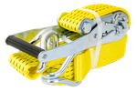Satz aus vier gelben UNITRAILER 4m/50mm/5t Transportgurten mit Spannvorrichtung