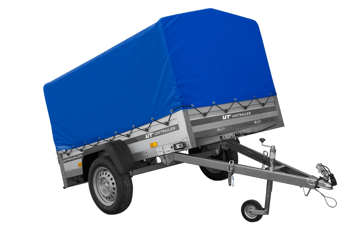 PKW-Anhänger mit Alubordwänden 200 x125 Garden Trailer 201 KIPP ALU mit blauer Hochplane