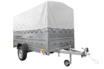 Leichtanhänger auf Federn 264x125 UNITRAILER GARDEN 264/R KIPP mit BIS-Seiten, H-800-Rahmen und grauer Plane
