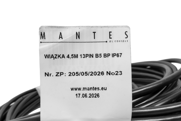 MANTES Elektroinstallation, Bootsanhänger-Kabelbaum 4,4 m, 13-poliger Stecker, 2 x 5-polige Bajonettverschlüsse