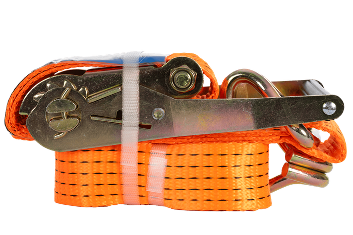 Satz aus vier UNITRAILER 3m/50mm/5t orangefarbenen Transportgurten mit Spannvorrichtung