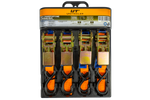 Satz aus vier UNITRAILER 4m/25mm/0,68t orangefarbenen Transportgurten mit Spannvorrichtung