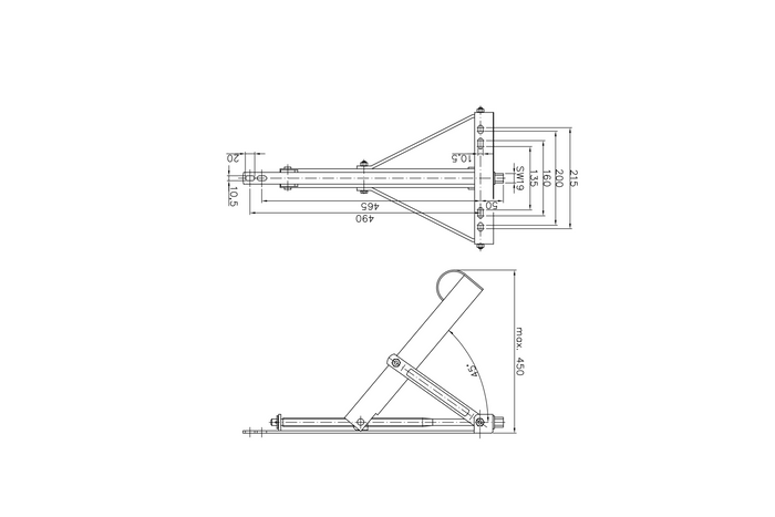 Ausziehbare Eckstütze WINTERHOFF ADS460 V Stabilisator für Anhänger 450 kg 450 mm