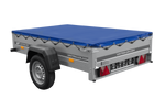 PKW-Anhänger 200x125 UNITRAILER GARDEN 201 KIPP mit blauer Flachplane und Flachplanenträger