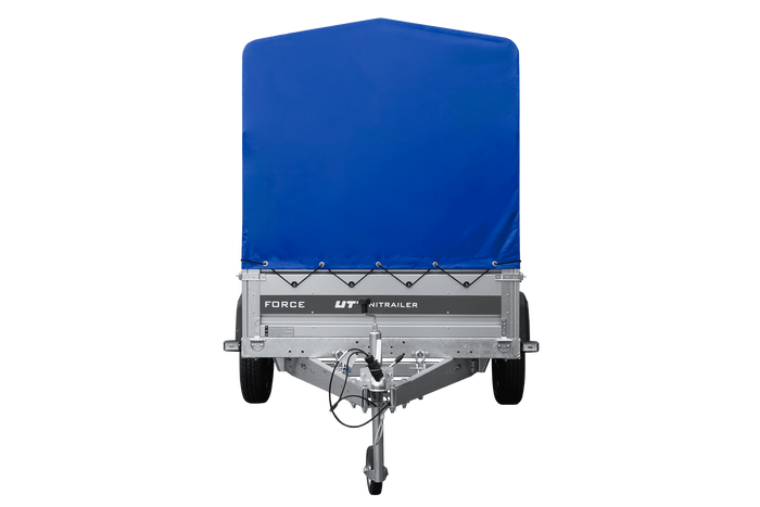 Leichter Anhänger 230x125 UNITRAILER FORCE 230 KIPP mit H-1100 Rahmen und blauer Plane
