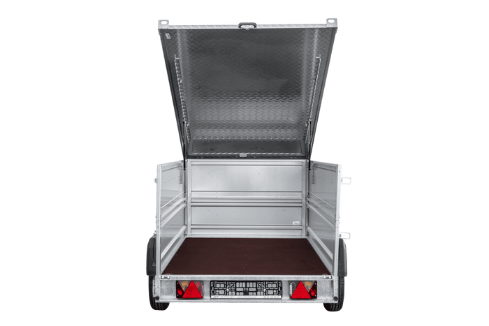 Einachsiger Anhänger auf Blattfedern 230x125 UNITRAILER FORCE 230/R KIPP mit BIS-Seitenwänden und Aluminiumabdeckung