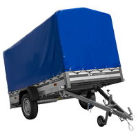 Autoanhänger mit Aluminiumseitenwänden 264x125 Unitrailer Garden 264 KIPP ALU mit H-1100 Rahmen und blauer Plane