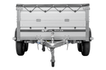 Zweiachsiger Anhänger mit Aluminiumseitenwänden 264x125 Unitrailer Garden 264/2 KIPP ALU mit BIS-Seitenwänden, H-0-Rahmen und grauer Plane