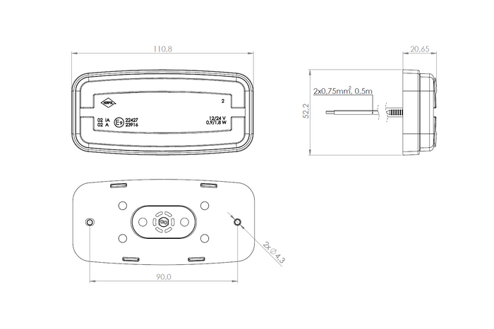 HORPOL LD 2762 LED-Positionsleuchte, orange, universell