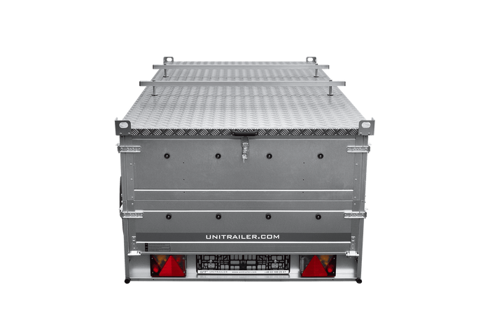 Einachsiger Anhänger auf Blattfedern 264x125 UNITRAILER GARDEN 264/R KIPP mit BIS-Seitenwänden und Aluminiumabdeckung