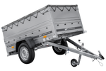 Einachsanhänger 200x106 UNITRAILER GARDEN 200 KIPP mit BIS-Seitenwänden, H-0-Rahmen und grauer Plane