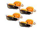 Satz aus vier KAMAR 3 m/25 mm/0,8 t orangefarbenen Transportgurten mit Spannvorrichtung