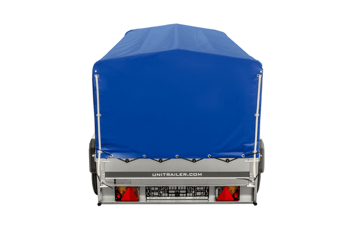 UNITRAILER GARDEN TRAILER ANHÄNGER 264/2 KIPP MIT STÜTZRAD, RAHMEN H-800 UND BLAUER ABDECKUNG