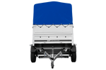 Leichtanhänger auf Blattfedern 200x125 UNITRAILER GARDEN 201/R KIPP mit BIS-Seiten, H-800-Rahmen und blauer Plane