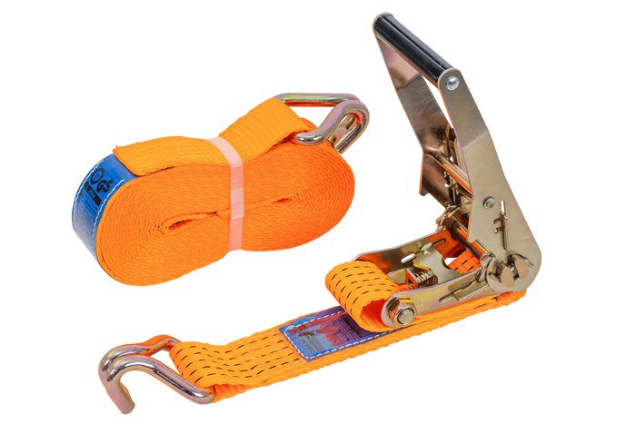 Satz aus vier UNITRAILER 8m/50mm/5t orangefarbenen Transportgurten mit Spanner