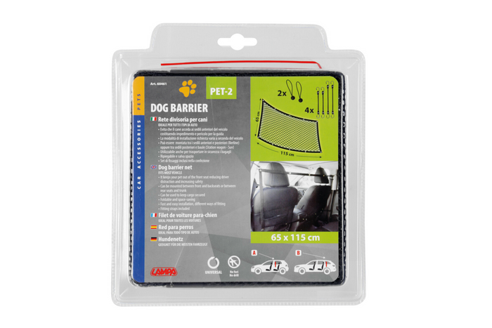 Hundetrennwand LAMPA PET-2 Gitterbarriere an den Vordersitzen befestigt 115x65cm