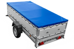Einachsanhänger mit Aluminiumseitenwänden 264x125 Unitrailer Garden 264 KIPP ALU mit BIS-Seitenwänden, H-0-Rahmen und blauer Plane