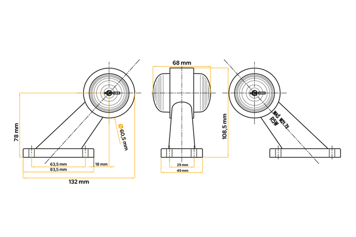 WAŚ 267/l universelle Umrissleuchte auf einem Gummiarm