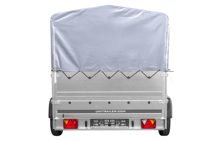 Leichter Anhänger 264x150 UNITRAILER GARDEN 265/2 KIPP mit BIS-Seitenwänden, H-800-Rahmen und grauer Plane