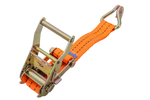 Satz aus vier orangefarbenen UNITRAILER 6m/35mm/2t Transportgurten mit Spannvorrichtung