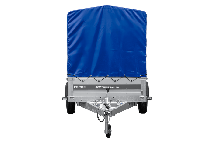 Anhänger 264x125 UNITRAILER FORCE 264 KIPP ungebremst mit H-1100 Spriegel und blauer Hochplane