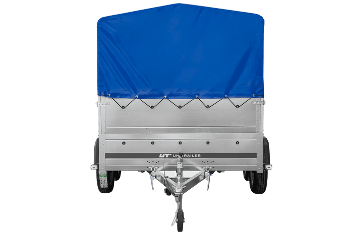 Leichter Anhänger 264x150 UNITRAILER GARDEN 265/2 KIPP mit BIS-Seitenwänden, H-800-Rahmen und blauer Plane