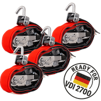 4er Set HEFFA CARLINE 130 Anhänger Transportgurte Radsicherungsgurte 2,8m/35mm/3t VDI 2700